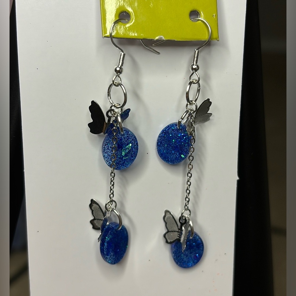 Blue butterfly earrings